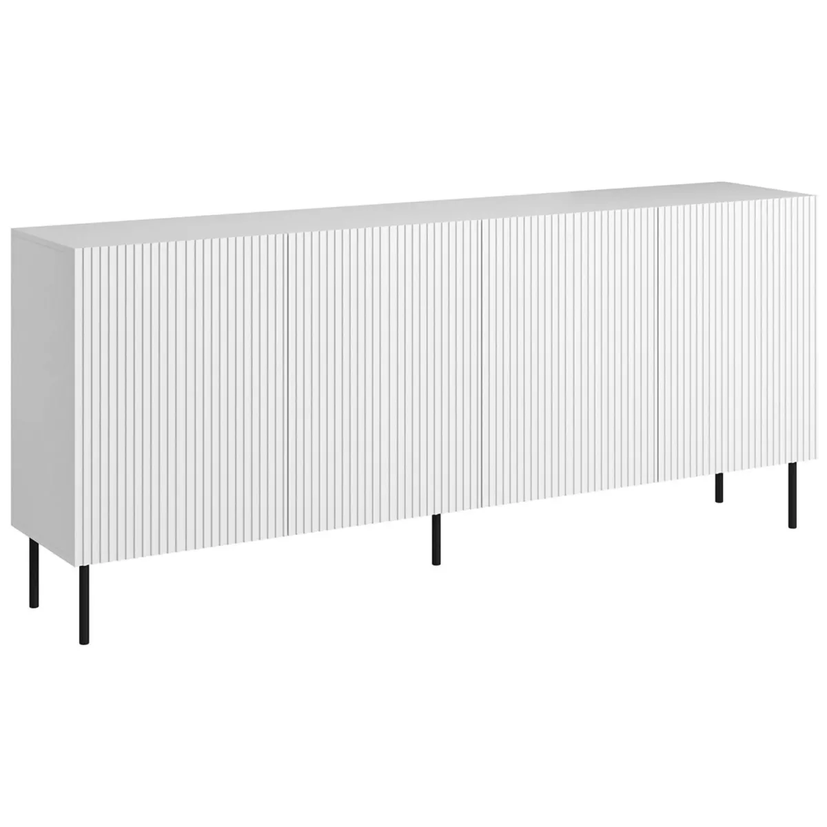 Madie|Credenze > Dmora Credenza bianca 200x42x82h cm 4 ante - Corana Bianco
