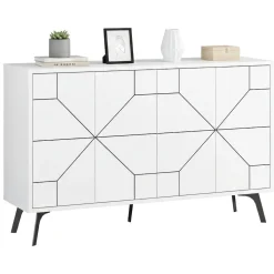 Madie|Credenze > Dmora Credenza bianca 123x35x62h cm 4 ante - Earl Bianco