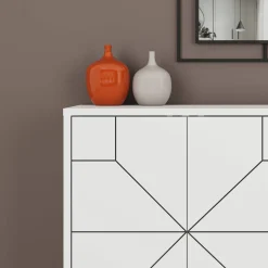 Madie|Credenze > Dmora Credenza bianca 123x35x62h cm 4 ante - Earl Bianco