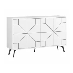 Madie|Credenze > Dmora Credenza bianca 123x35x62h cm 4 ante - Earl Bianco