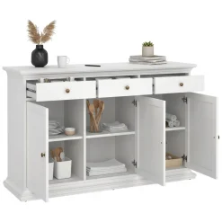 Credenza bianca 143x46x91h cm 3 ante e 3 cassetti - Asola
