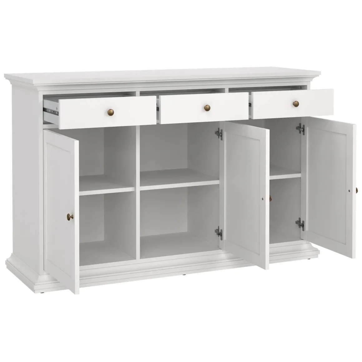 Credenza bianca 143x46x91h cm 3 ante e 3 cassetti - Asola