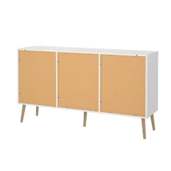 Madie|Credenze > Dmora Credenza bianca 147x39x81h cm 2 ante e 3 cassetti - Erina Bianco