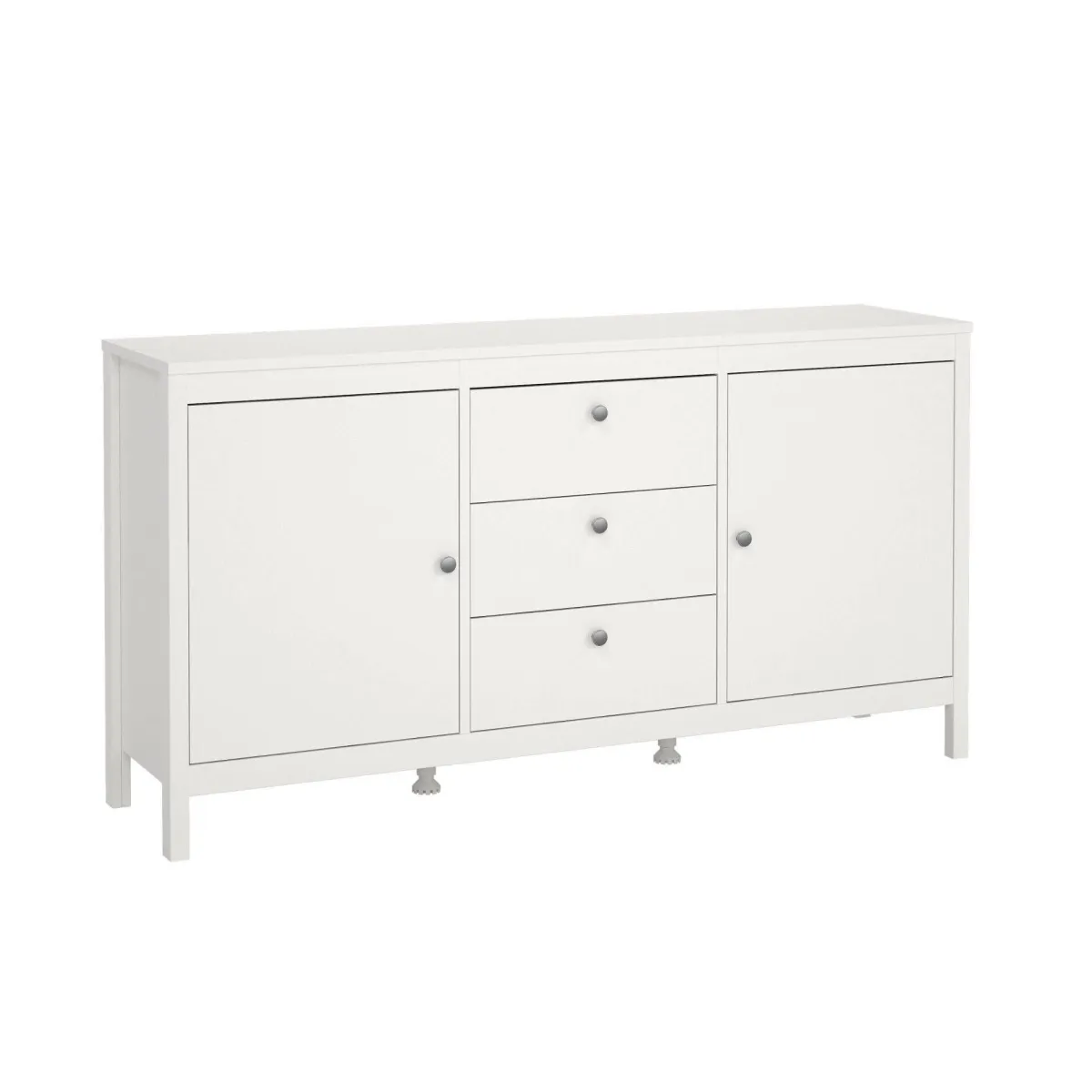 Madie|Credenze > Dmora Credenza bianca 151x38x79h cm 2 ante e 3 cassetti - Whitney Bianco