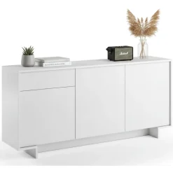 Credenza bianca 170x42x78h cm 3 ante e 1 cassetto - Aronne
