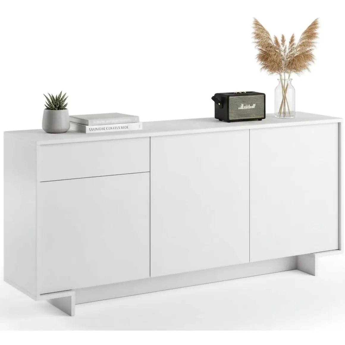 Credenza bianca 170x42x78h cm 3 ante e 1 cassetto - Aronne