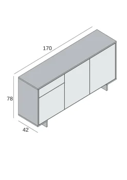 Credenza bianca 170x42x78h cm 3 ante e 1 cassetto - Aronne