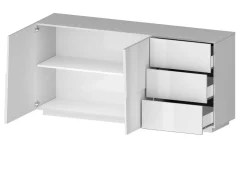Cucina|Madie > Dmora Credenza bianca 180x44x86h cm 2 ante e 3 cassetti - Avelignese Bianco