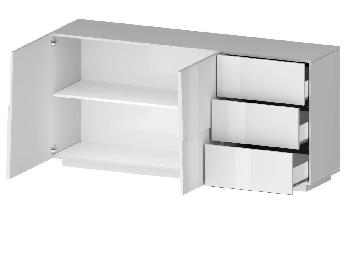 Cucina|Madie > Dmora Credenza bianca 180x44x86h cm 2 ante e 3 cassetti - Avelignese Bianco