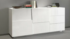 Cucina|Madie > Dmora Credenza bianca 180x44x86h cm 2 ante e 3 cassetti - Avelignese Bianco