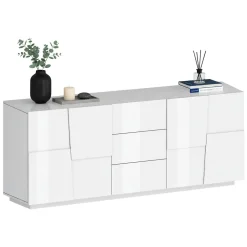 Cucina|Salotto > Dmora Credenza bianca 220x44x86h cm 4 ante e 3 cassetti - Astel Bianco