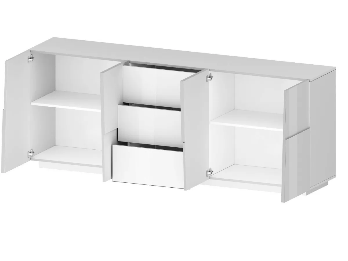 Cucina|Salotto > Dmora Credenza bianca 220x44x86h cm 4 ante e 3 cassetti - Astel Bianco