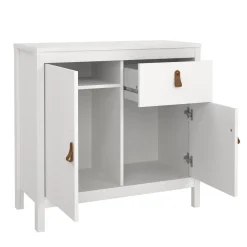 Madie|Credenze > Dmora Credenza bianca 82x38x79h cm 2 ante e 1 cassetto - Romagna Bianco