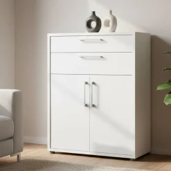 Credenza bianca 89x40x113h cm 2 ante e 2 cassetti - Agra