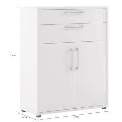 Credenza bianca 89x40x113h cm 2 ante e 2 cassetti - Agra