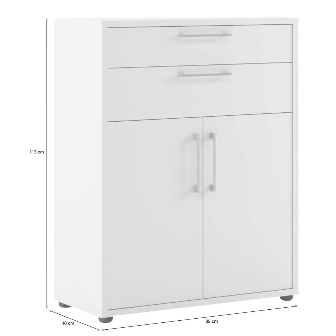 Credenza bianca 89x40x113h cm 2 ante e 2 cassetti - Agra