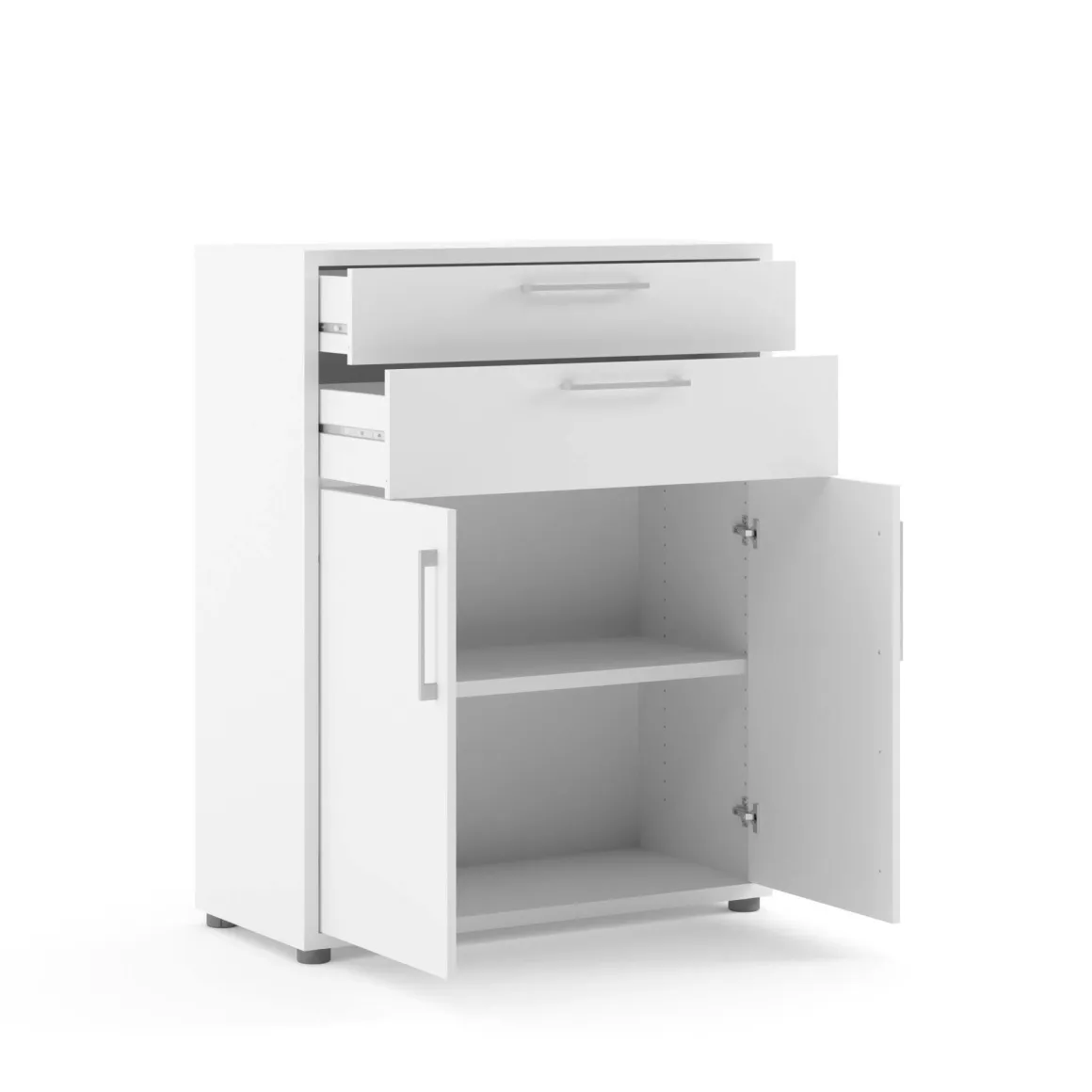 Credenza bianca 89x40x113h cm 2 ante e 2 cassetti - Agra