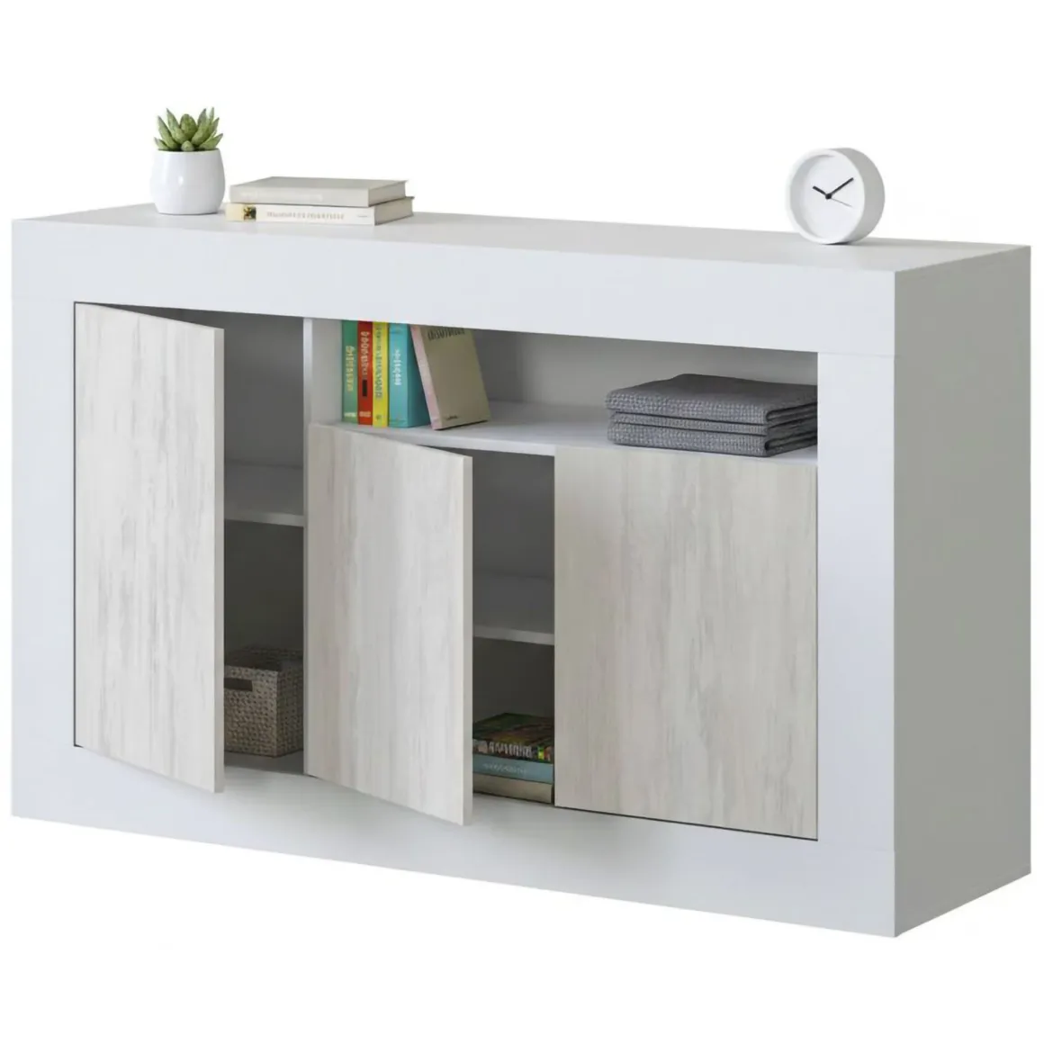 Credenza bianca 144x42x87h cm 3 ante - Ilizia