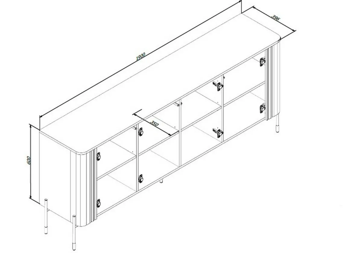 Madie|Credenze > Dmora Credenza bianca 190x39x80h cm 4 ante - Laion Bianco