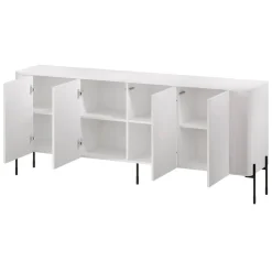 Madie|Credenze > Dmora Credenza bianca 190x39x80h cm 4 ante - Laion Bianco