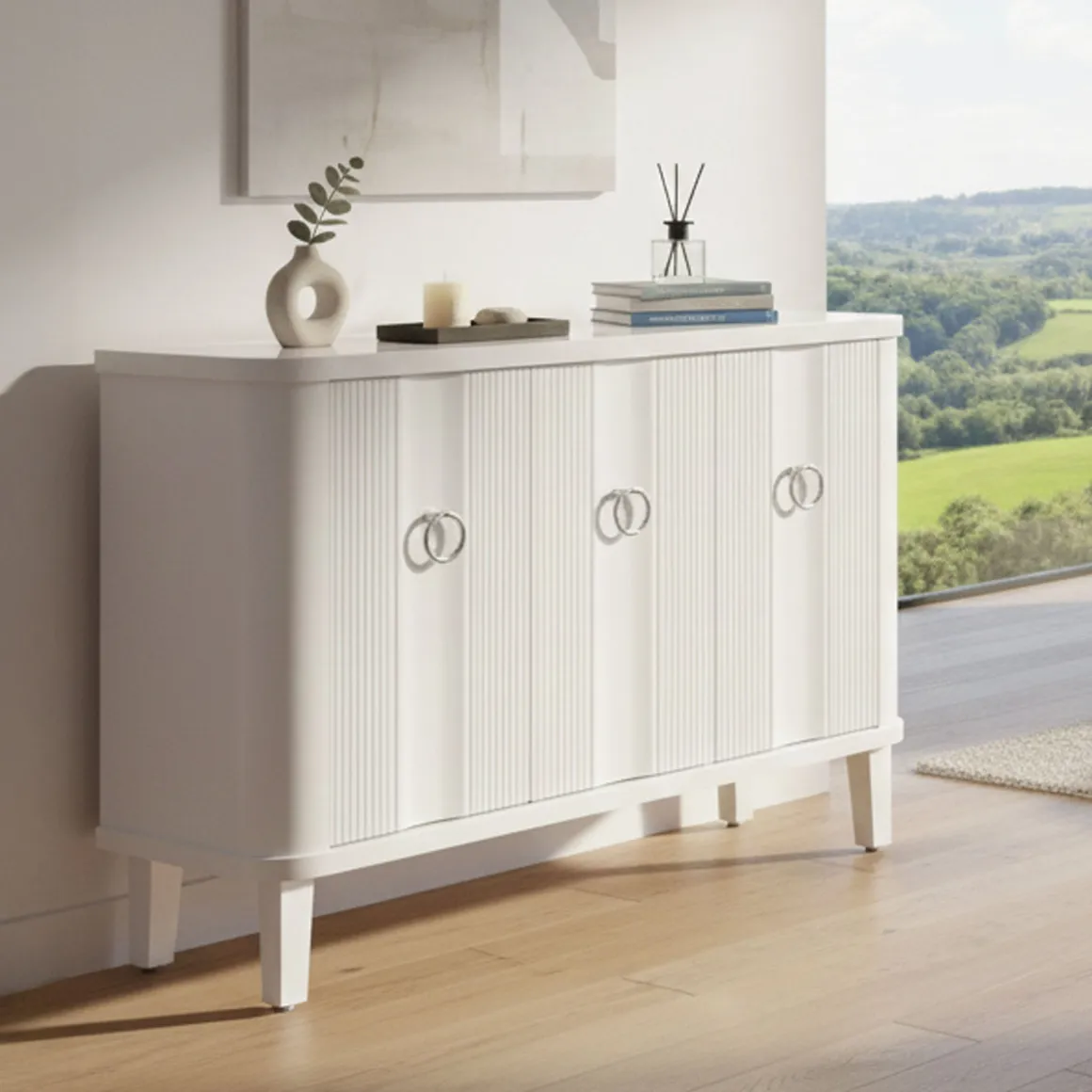 Credenza bianca 120x40x84h cm 3 ante - Lewis