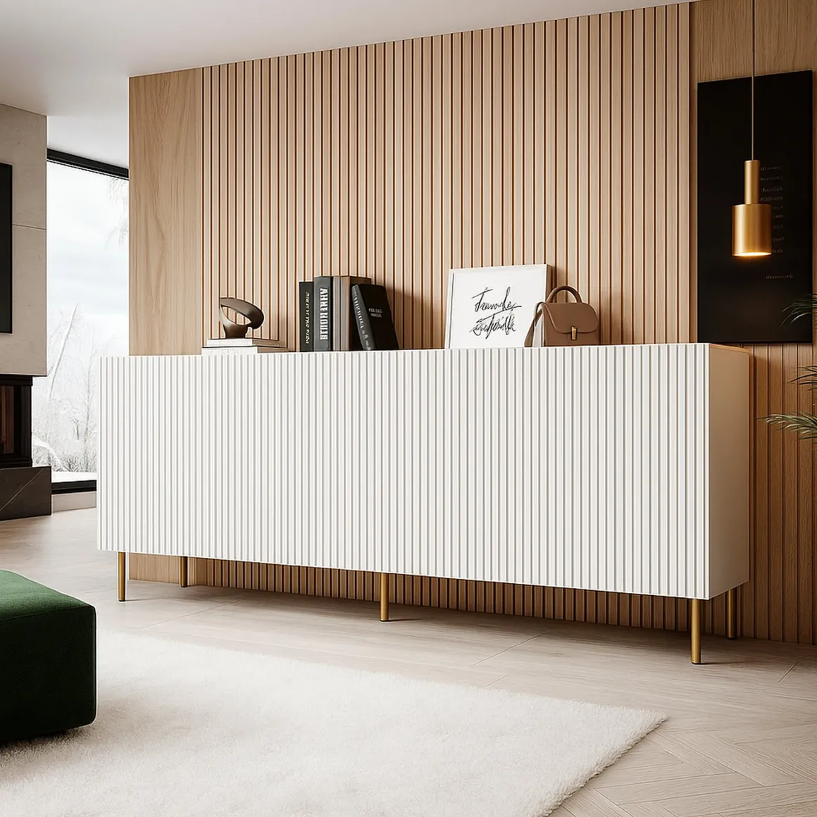 Credenza bianca 200x42x82h cm 4 ante - Londa