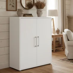 Madie|Credenze > Dmora Credenza bianca 89x40x113h cm 2 ante - Warszawa Bianco