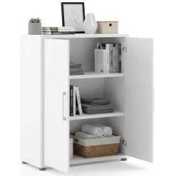 Madie|Credenze > Dmora Credenza bianca 89x40x113h cm 2 ante - Warszawa Bianco