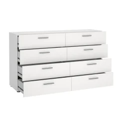 Madie|Credenze > Dmora Credenza bianca 140x40x81h cm 8 cassetti - Phethai Bianco