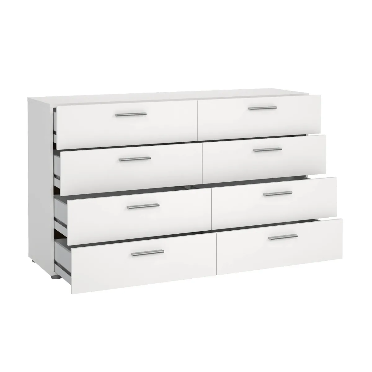 Madie|Credenze > Dmora Credenza bianca 140x40x81h cm 8 cassetti - Phethai Bianco