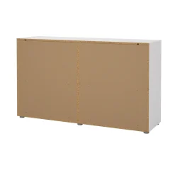 Madie|Credenze > Dmora Credenza bianca 140x40x81h cm 8 cassetti - Phethai Bianco