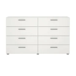 Madie|Credenze > Dmora Credenza bianca 140x40x81h cm 8 cassetti - Phethai Bianco
