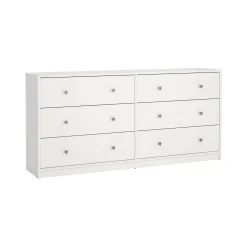 Madie|Credenze > Dmora Credenza bianca 143x30x68h cm 6 cassetti - Rick Bianco