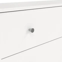 Madie|Credenze > Dmora Credenza bianca 143x30x68h cm 6 cassetti - Rick Bianco