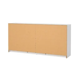 Madie|Credenze > Dmora Credenza bianca 143x30x68h cm 6 cassetti - Rick Bianco
