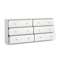 Madie|Credenze > Dmora Credenza bianca 143x30x68h cm 6 cassetti - Rick Bianco