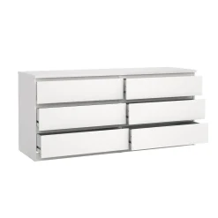 Madie|Credenze > Dmora Credenza bianca 153x50x70h cm 6 cassetti - Abacadabra Bianco