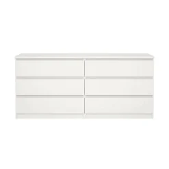 Madie|Credenze > Dmora Credenza bianca 153x50x70h cm 6 cassetti - Abacadabra Bianco