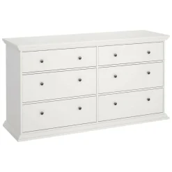 Madie|Credenze > Dmora Credenza bianca 163x51x88h cm 6 cassetti - Hibaru Bianco