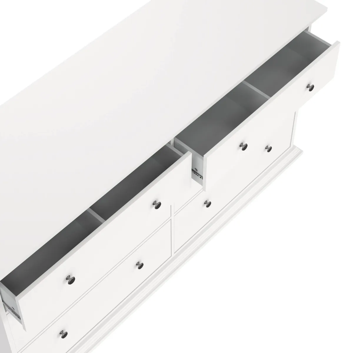 Madie|Credenze > Dmora Credenza bianca 163x51x88h cm 6 cassetti - Hibaru Bianco