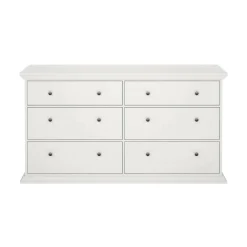 Madie|Credenze > Dmora Credenza bianca 163x51x88h cm 6 cassetti - Hibaru Bianco