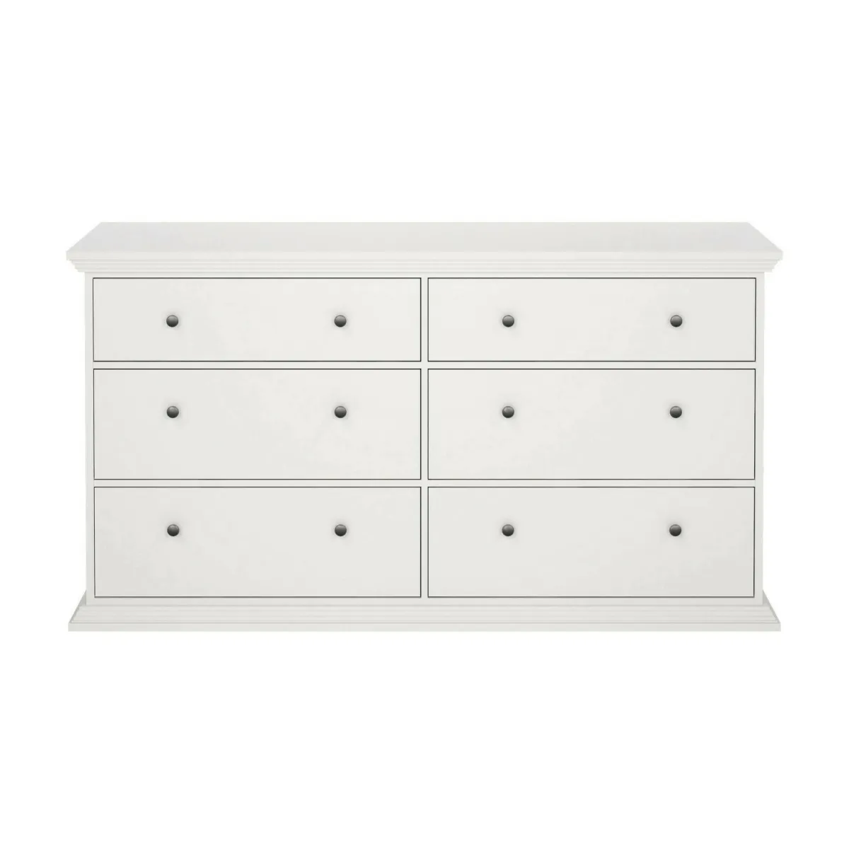 Madie|Credenze > Dmora Credenza bianca 163x51x88h cm 6 cassetti - Hibaru Bianco