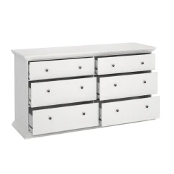 Madie|Credenze > Dmora Credenza bianca 163x51x88h cm 6 cassetti - Hibaru Bianco