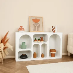 Cucina|Madie > Dmora Credenza bianca 120x37x74h cm 5 vani - Arsenio Bianco