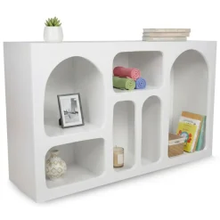 Cucina|Madie > Dmora Credenza bianca 120x37x74h cm 5 vani - Arsenio Bianco
