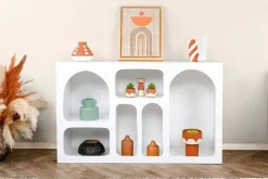 Cucina|Madie > Dmora Credenza bianca 120x37x74h cm 5 vani - Arsenio Bianco