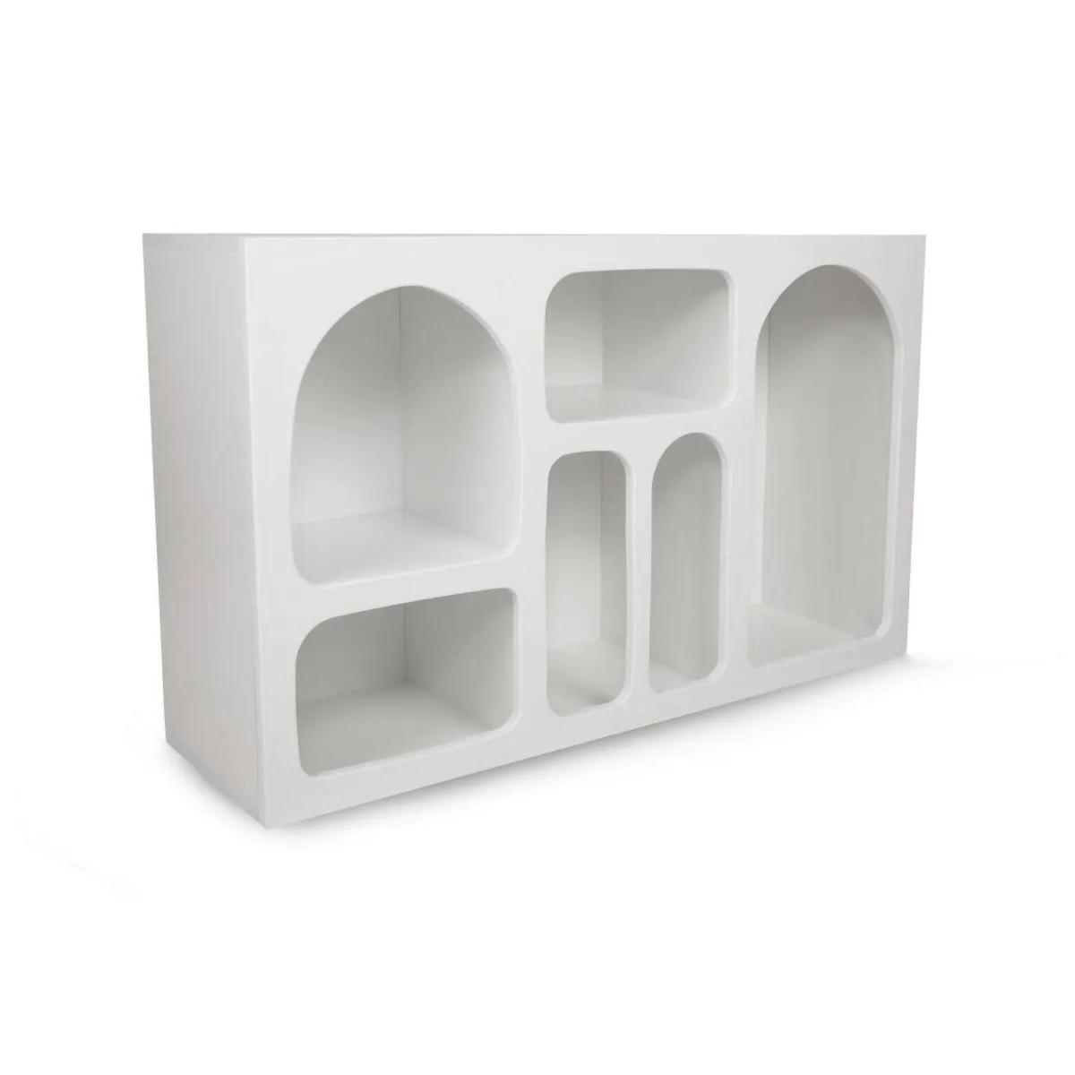 Cucina|Madie > Dmora Credenza bianca 120x37x74h cm 5 vani - Arsenio Bianco