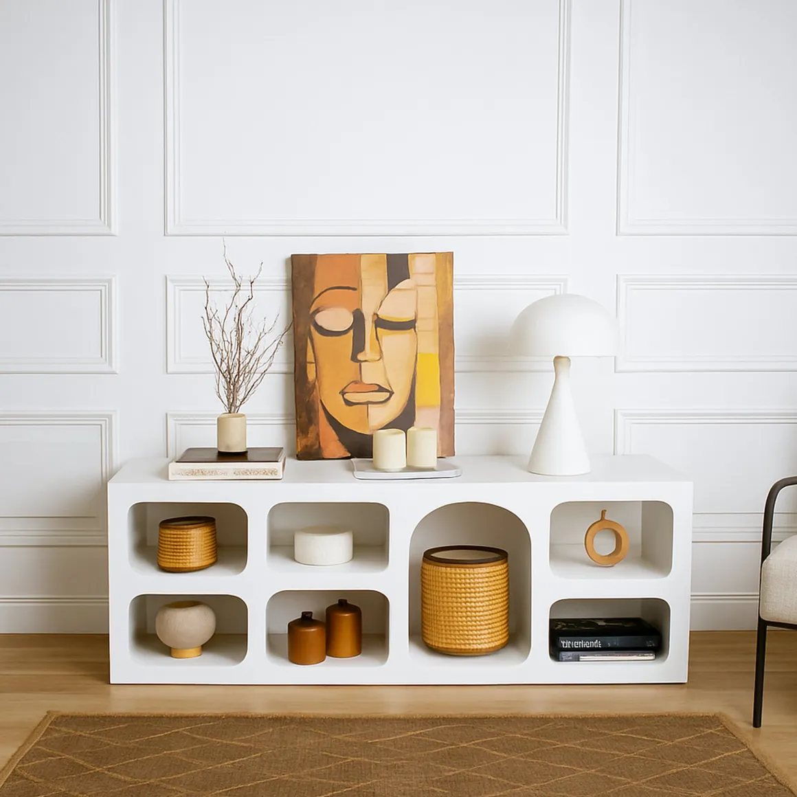 Credenza bianca 160x38x51h cm 7 vani - Arsenio