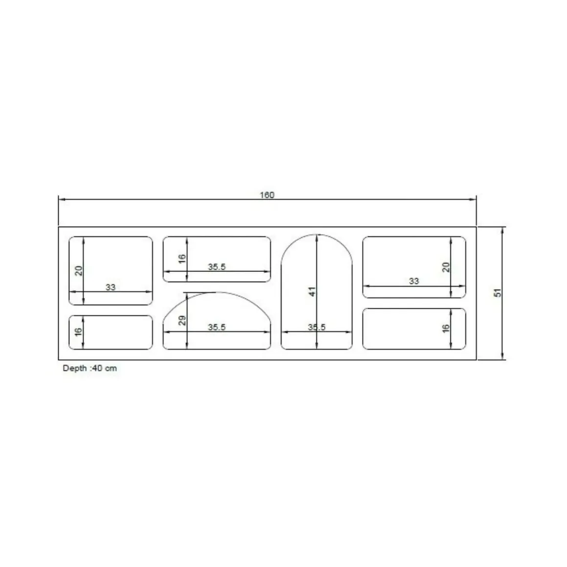 Credenza bianca 160x38x51h cm 7 vani - Arsenio