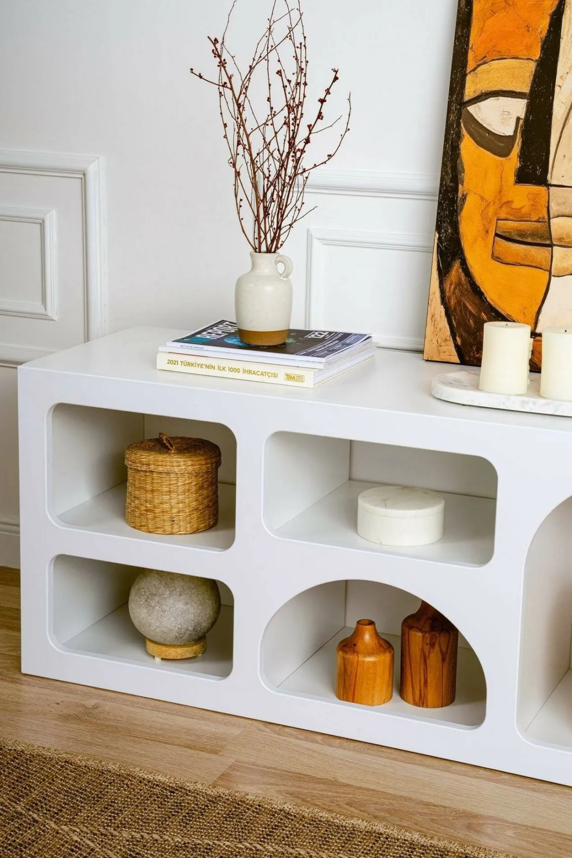 Credenza bianca 160x38x51h cm 7 vani - Arsenio